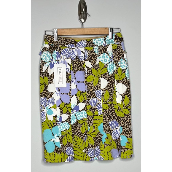 Vintage Carlisle Animal Floral Print Pencil Skirt Brand New w/Tags Size 2 - Picture 2 of 5